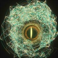 Abstract mechanical eyeball with high-tech line, 3d rendering. photo