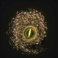 Abstract mechanical eyeball with high-tech line, 3d rendering. photo