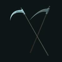 The terrible scythe with dark background, 3d rendering. photo