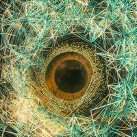 Abstract mechanical eyeball with high-tech line, 3d rendering. photo