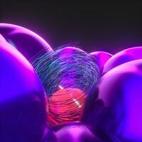 glowing purple balloons, fantasy and abstract background, 3d rendering. photo