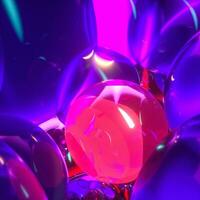 glowing purple balloons, fantasy and abstract background, 3d rendering. photo