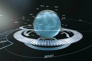 3d representación, datos y tierra gráficos con hud elementos foto