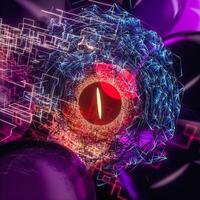 Abstract mechanical eyeball with high-tech line, 3d rendering. photo