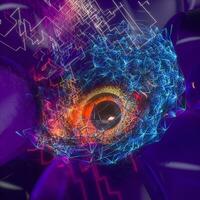 Abstract mechanical eyeball with high-tech line, 3d rendering. photo