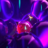 glowing purple balloons, fantasy and abstract background, 3d rendering. photo