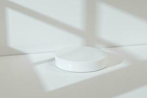 the platform for product presentation in a empty room, 3d rendering photo