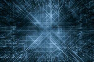 Dark technological lines background with cubes and lines, 3d rendering. photo