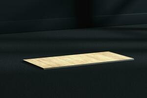 The wooden cubic platform in the dark room, 3d rendering photo