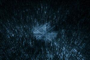 Dark technological lines background with cubes and lines, 3d rendering. photo