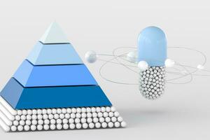 pyramid and capsule, 3d rendering photo