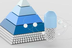 pyramid and capsule, 3d rendering photo