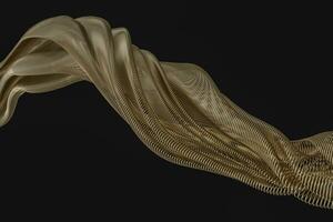 3d rendering, golden metalic wave surface photo