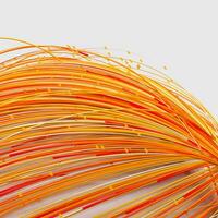 Orange twirl lines with white background, 3d rendering. photo