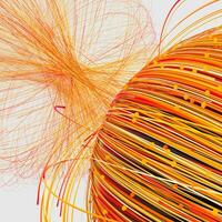 Orange twirl lines with white background, 3d rendering. photo