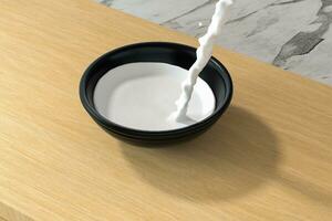 A bowl of milk and splashing liquid, 3d rendering. photo