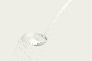 A bowl of milk and splashing liquid, 3d rendering. photo