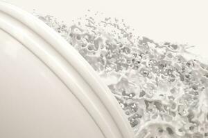 A bowl of milk and splashing liquid, 3d rendering. photo