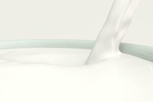 A bowl of milk and splashing liquid, 3d rendering. photo