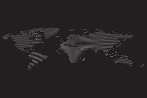 Dotted World Map illustration in perspective view on dark isolated background vector