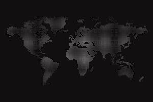 mundo mapa ilustración con punteado efecto en oscuro aislado antecedentes vector