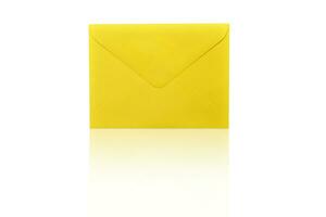 yellow closed envelope isolated on white background. Delivery service. photo