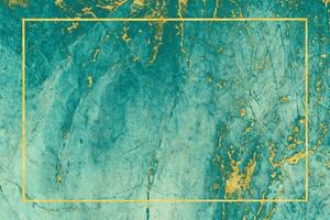 Terqouise tone of marble and mineral gold on the texture surface with luxury gold border photo