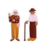 Senior couple. Grandparents on a white background. The concept of retired characters. Vector flat illustration.