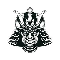 Samurai Mask Vector BW Isolated