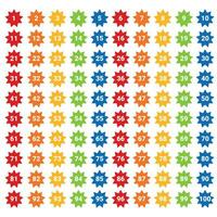 numbers one to 100 with colorful bubbles vector