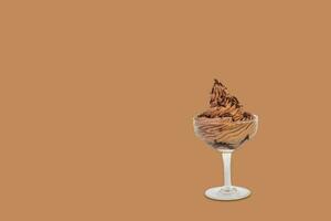 Chocolate cream isolated on white background with clipping path, swirl of hazelnut paste photo