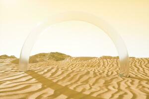 3d rendering, the wide desert, with stripes shapes. photo