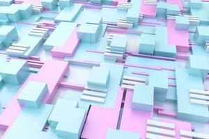 3d rendering, cubes board structure, circuit background photo