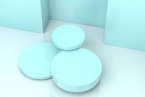 3d rendering, the round platform in the empty room. photo