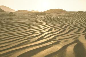 3d rendering, the wide desert, with stripes shapes. photo