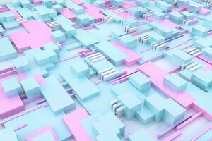 3d rendering, cubes board structure, circuit background photo