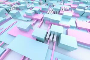 3d rendering, cubes board structure, circuit background photo