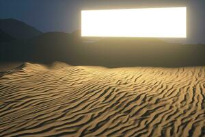 3d rendering, the wide desert, with stripes shapes. photo