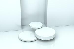 3d rendering, the round platform in the empty room. photo