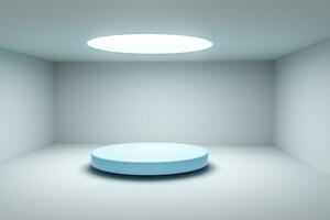 3d rendering, the round platform in the empty room. photo