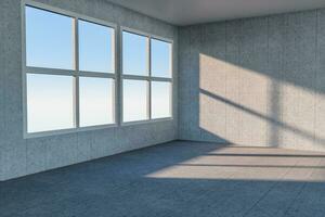 The cleaning house and the sunshine from the window, 3d rendering. photo