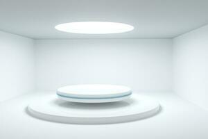 3d rendering, the round platform in the empty room. photo