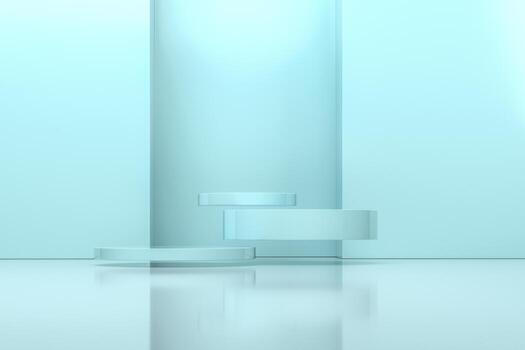 3d rendering, the round platform in the empty room. photo