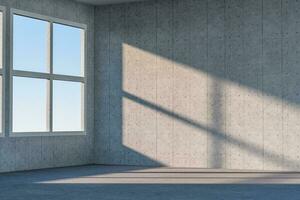 The cleaning house and the sunshine from the window, 3d rendering. photo