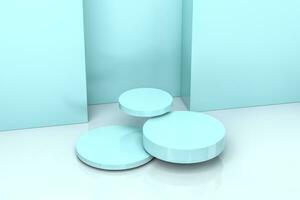 3d rendering, the round platform in the empty room. photo