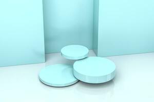 3d rendering, the round platform in the empty room. photo