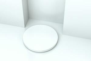 3d rendering, the round platform in the empty room. photo