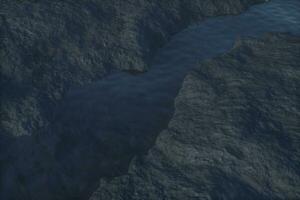 The river between the mountains at night, 3d rendering photo