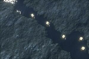 The flowing lantern in the river between the mountains at night, 3d rendering photo