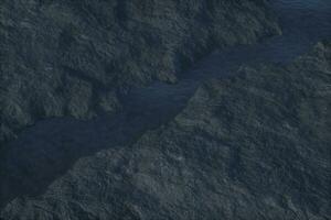 The river between the mountains at night, 3d rendering photo